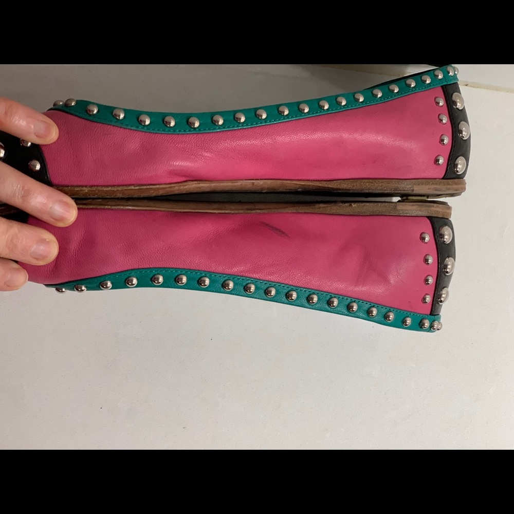 Prada Shoes size 7.5 pink green with brand new soles and serious embellishments - Picture 9 of 12